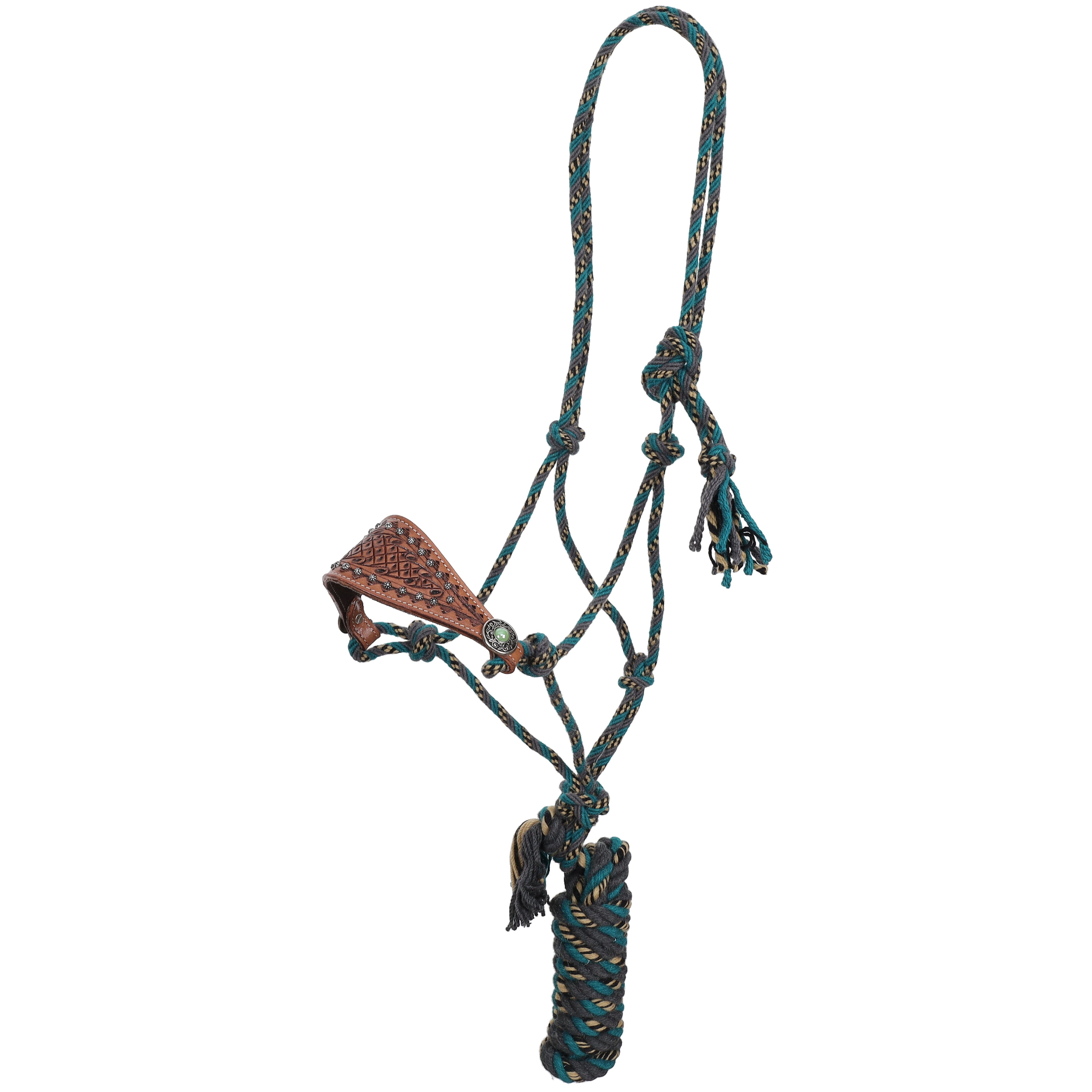 Showman Turquoise Mosaic Mohair Cowboy Knot Halter with Lead