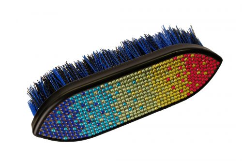 Showman Multi colored crystal rhinestone medium bristle brush