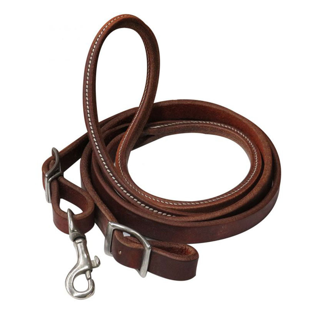 Showman 7' Heavy Oiled Harness Leather Contest Rein with Rolled Center