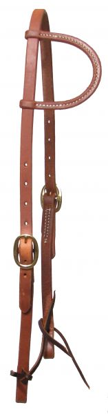 Showman oiled harness leather double buckle sliding one ear headstall