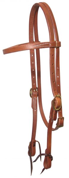 Showman oiled harness leather headstall with texas ties