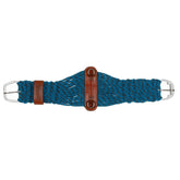 Showman Blue Mohair Double Weave String Girth with Stainless Steel Roller Buckle