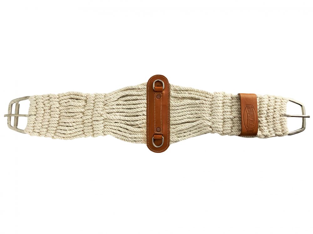 Showman Cotton Blend double weave string roper girth with Featuring Stainless Steel roller buckle design