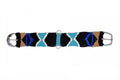 Showman Mohair straight string girth with Stainless Steel Roller Buckle with Aztec Design - Black, indigo, tan, and turquoise