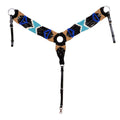 Showman Mohair Wool Multi Strand Southwest Design Breastcollar - Black, Indigo, Tan, and Turquoise