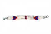 Showman Mohair Wool Multi Strand wither strap - white, red, and blue