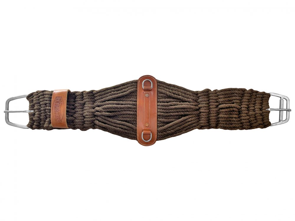 Showman Brown Cotton Blend Double Weave String Girth with NP Roller Buckle