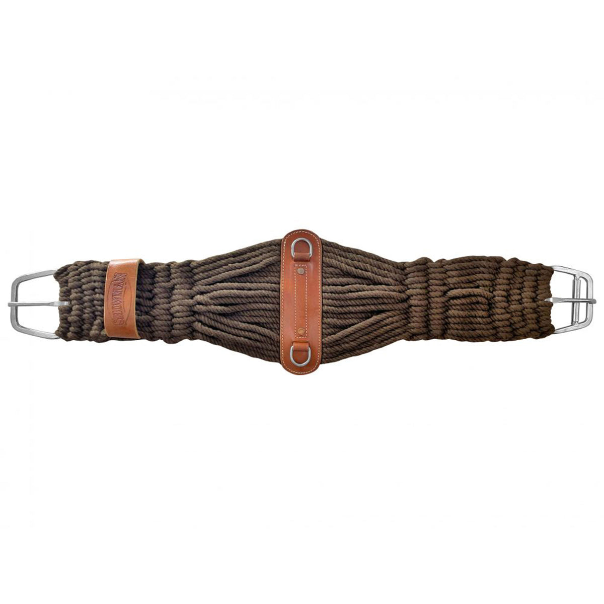 Showman Brown Cotton Blend Double Weave String Girth with NP Roller Buckle