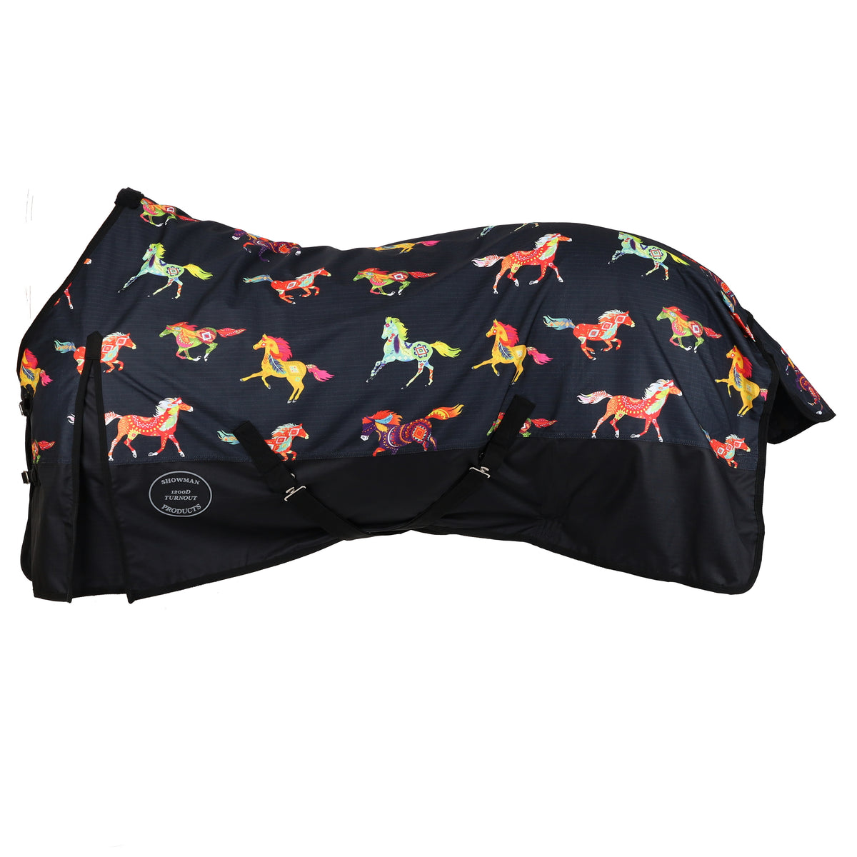 Showman Southwest Tribal Running Horse Print 1200D Waterproof and Breathable Turnout Sheet