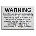 18" x 24" Georgia equine liability sign