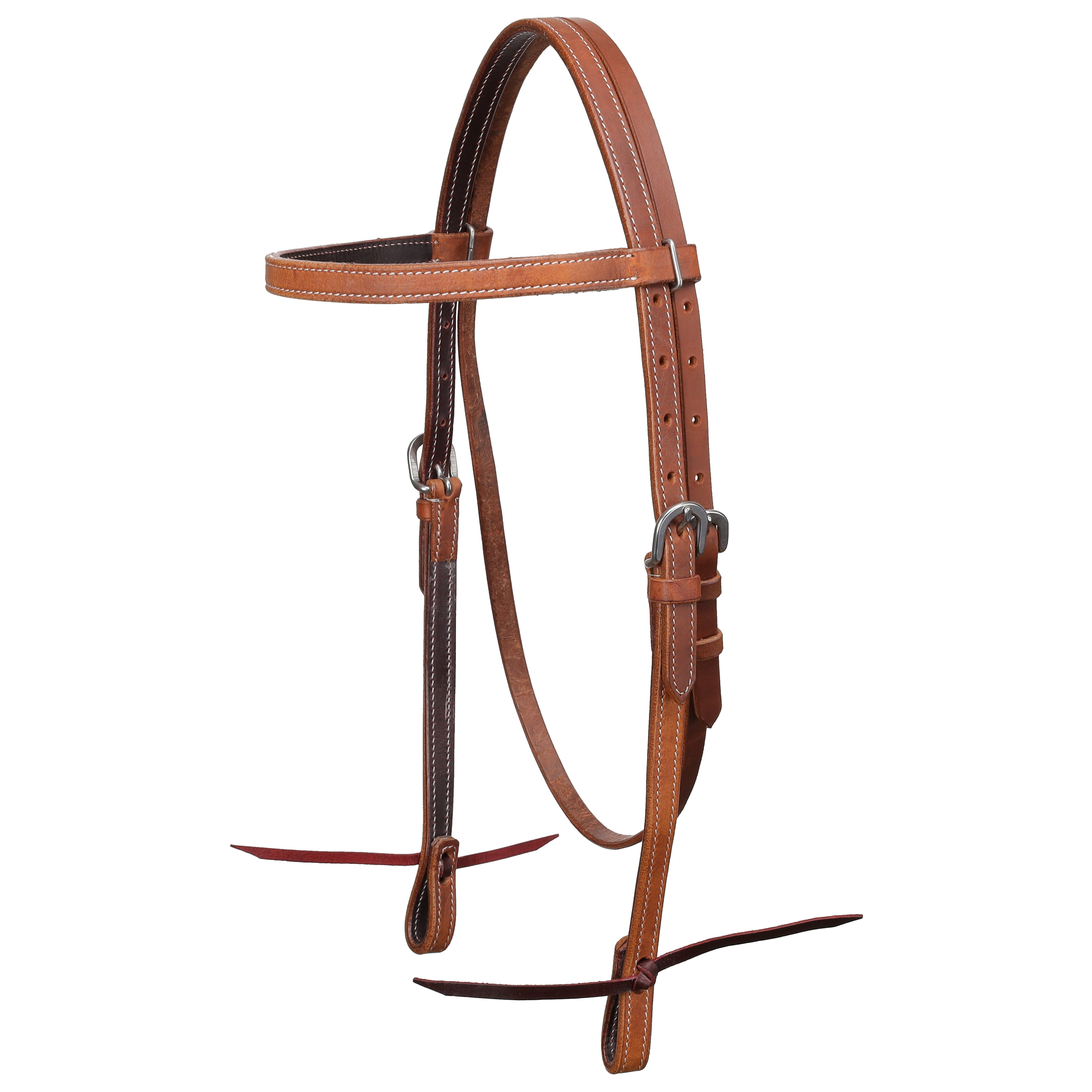Showman Classic Stitch Argentina Cow Leather Browband Headstall with Leather Ties