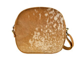 Klassy Cowgirl Brown & White Leather Crossbody Bag with hair on cowhide