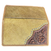 Light Brown Men's Leather Wallet with Hair on Cowhide