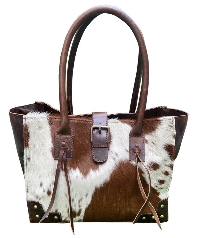 Klassy Cowgirl Brown  White Hair on Cowhide Shoulder Bag