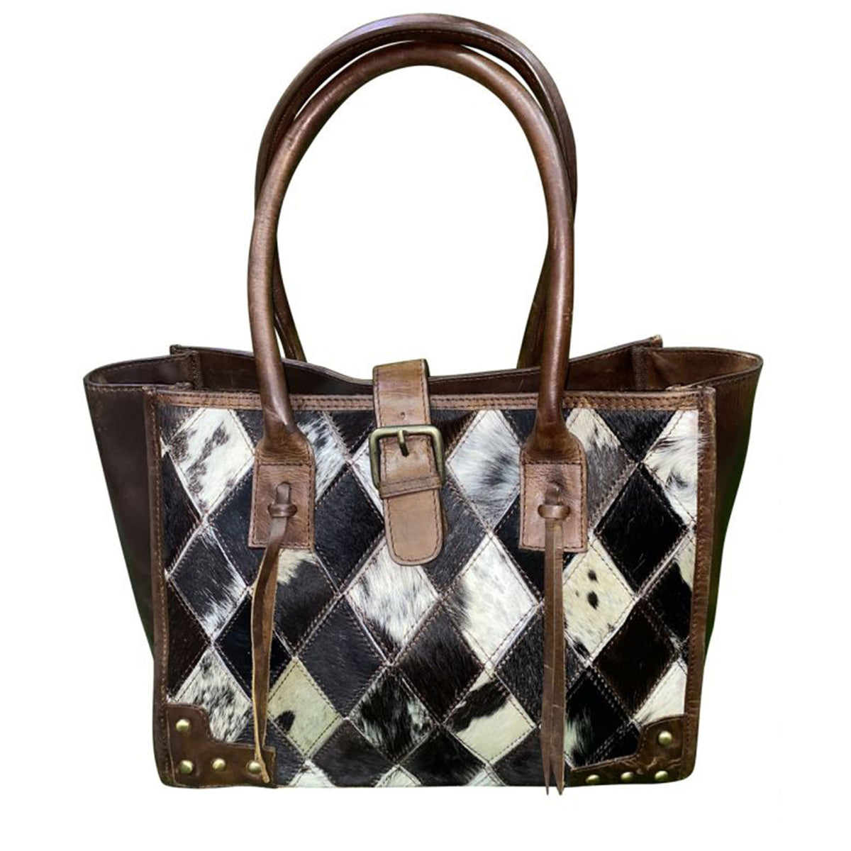 Klassy Cowgirl Black  White Patterned Hair on Cowhide Shoulder Bag