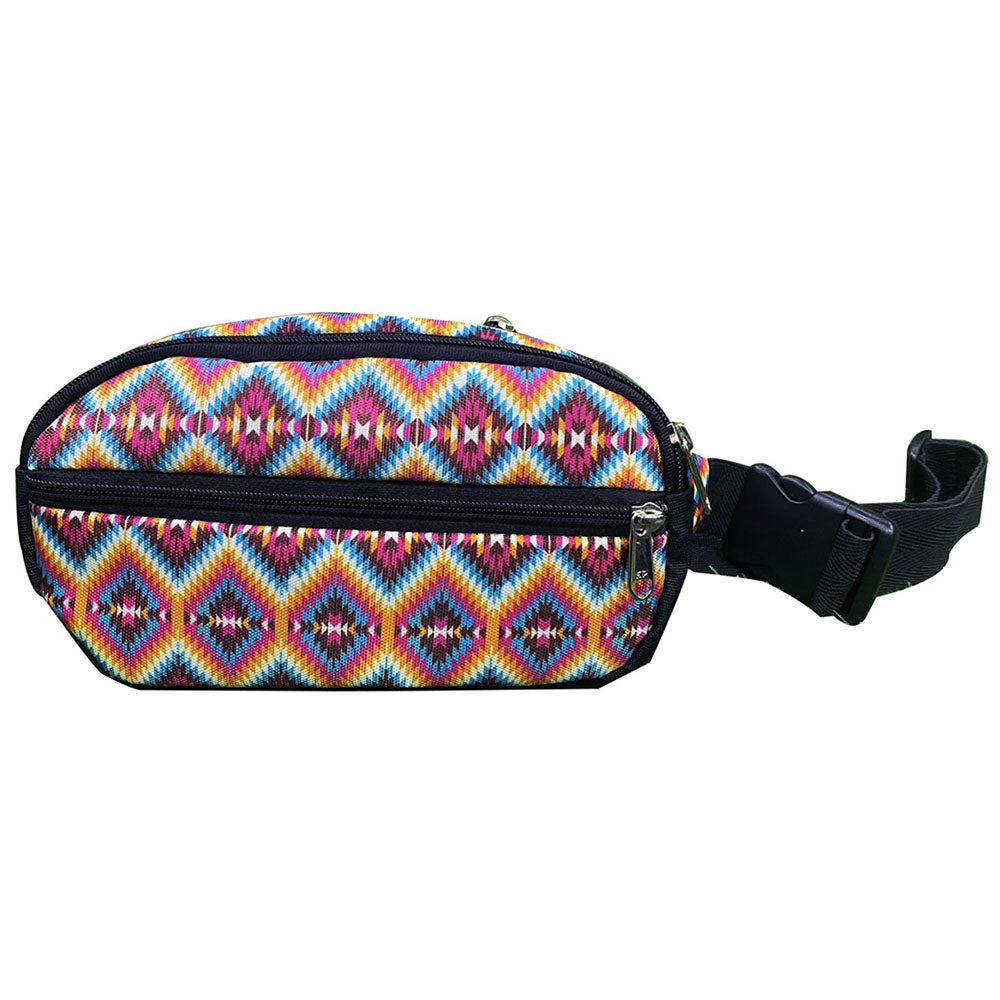 Showman Hip Pack Bag with Bright Pink Aztec Print Design