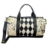 Klassy Cowgirl Hair on Cowhide Black and White Duffle Bag