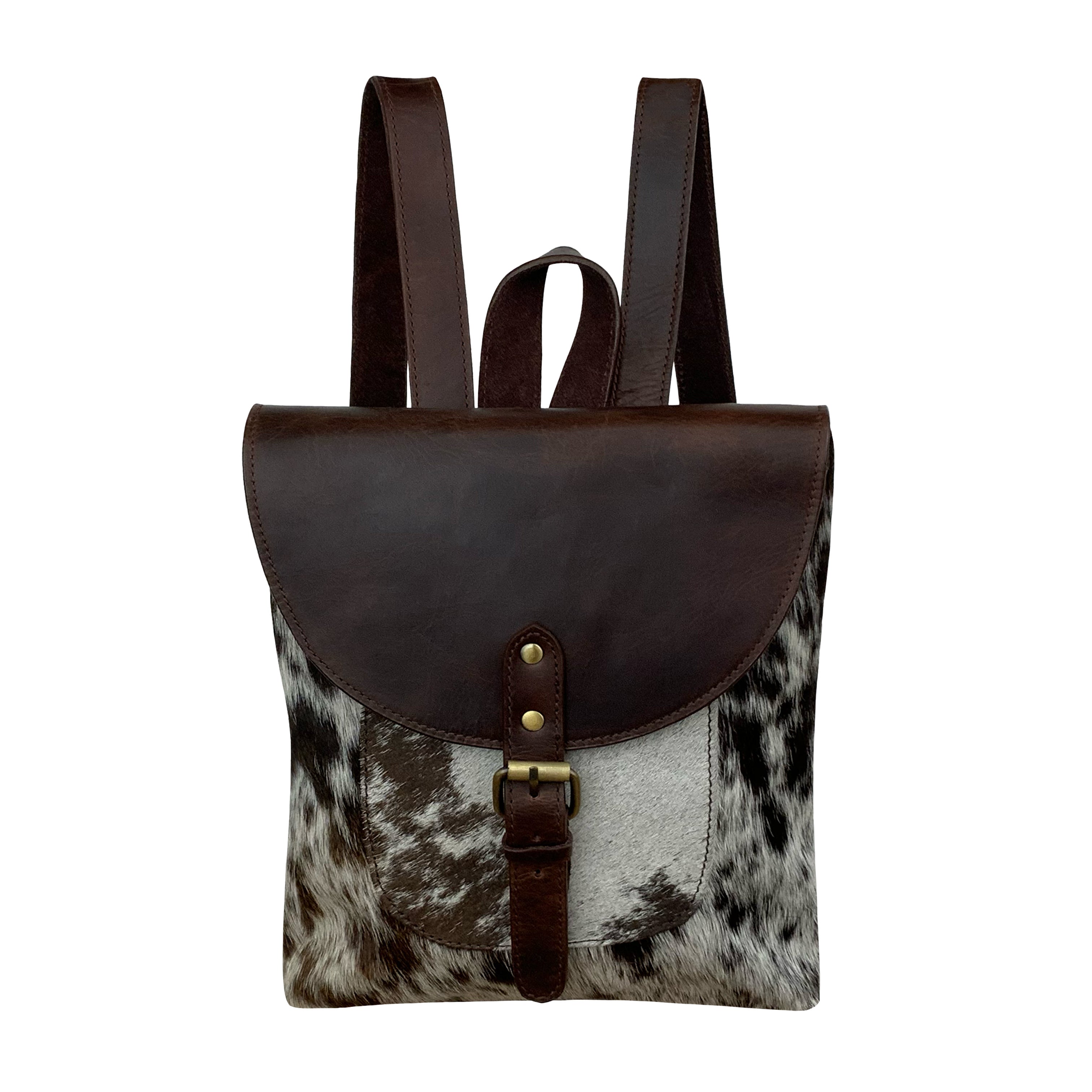 cowhide leather backpack & Tooled Cowhide & Whiskey Boutique and adjustable padded leather backpack straps for comfort Tooled hair-on cowhide backpack with
