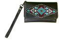 Klassy Cowgirl Leather Clutch Phone Wallet - Aztec Beaded
