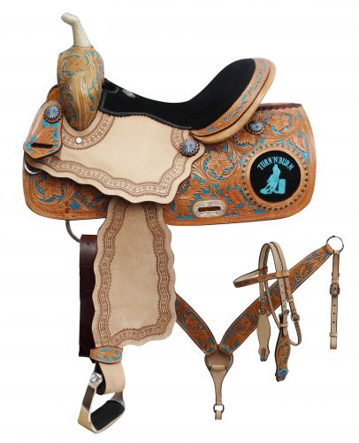 14", 15", 16" Double T barrel saddle set with " Turn 'N' Burn" design