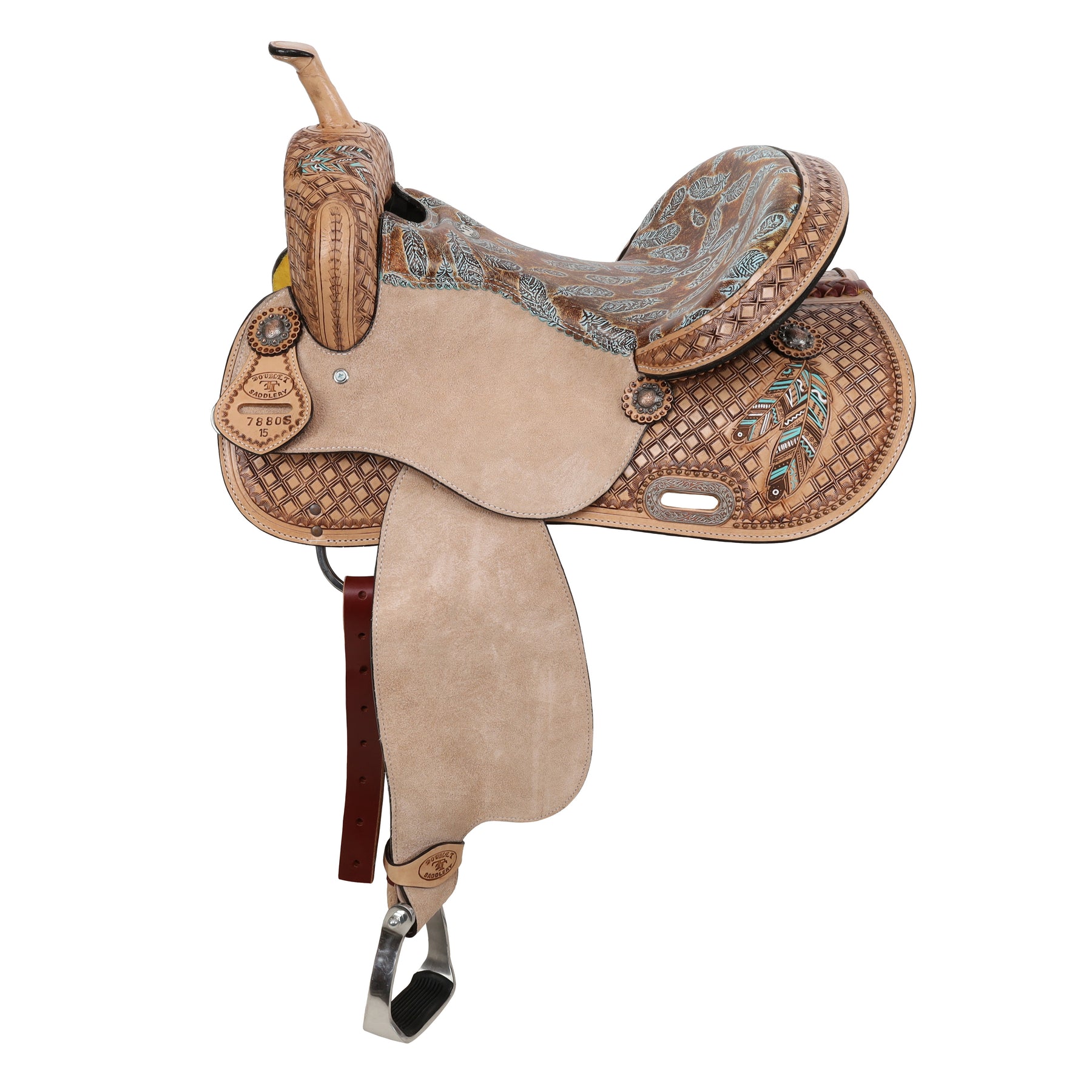 Double T Feathered Horizon Barrel Style Saddle - 15 Inch