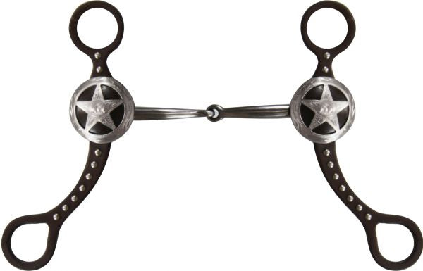 Showman brown steel Texas star broken mouth piece bit