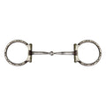 Showman Brown steel snaffle style bit with barbwire silver trim on 3