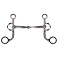 Showman black steel argentine style bit with engraved silver and barbwire accents on the 5