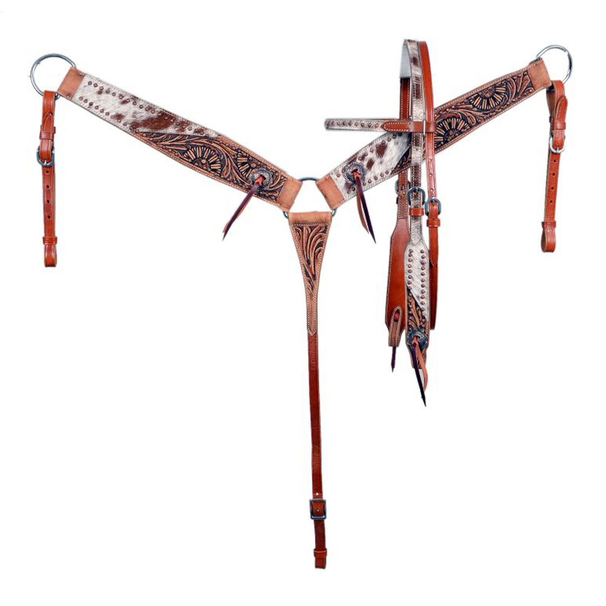 Showman Rustler's Hide Browband Headstall and Breastcollar Set