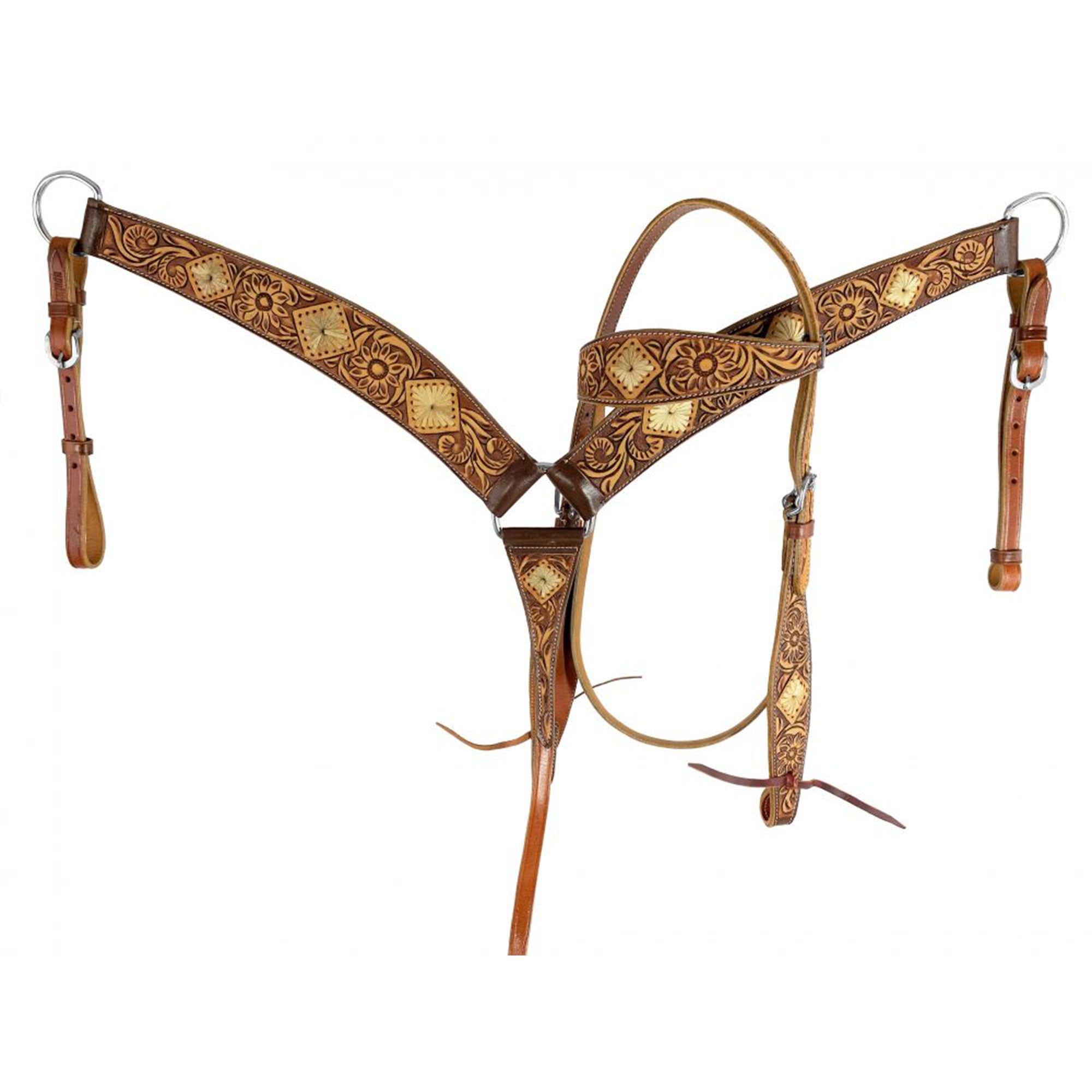 Showman Sundance Carved Browband Headstall and Breastcollar Set