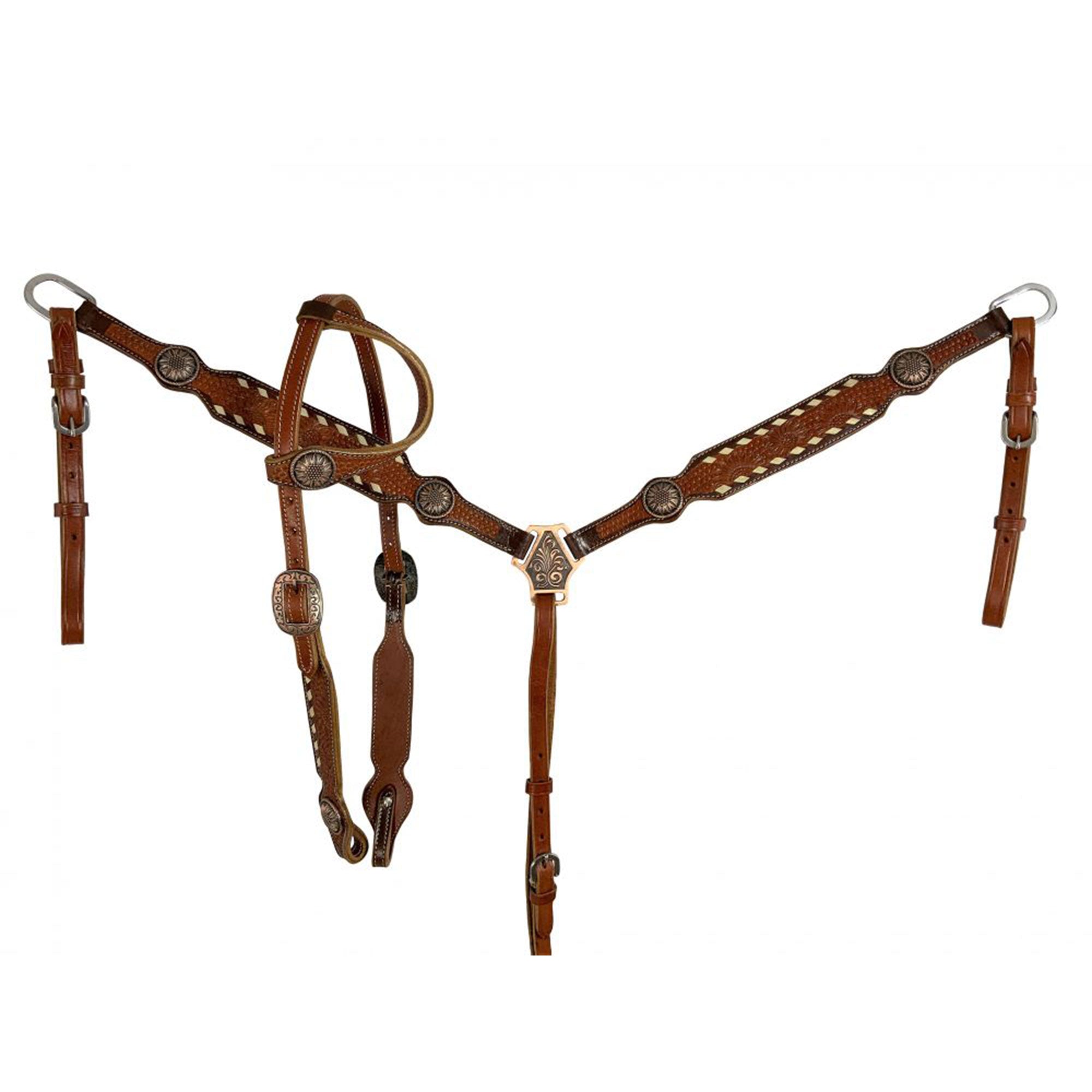 Showman Prairie Sunflower One Ear Headstall and Breastcollar Set