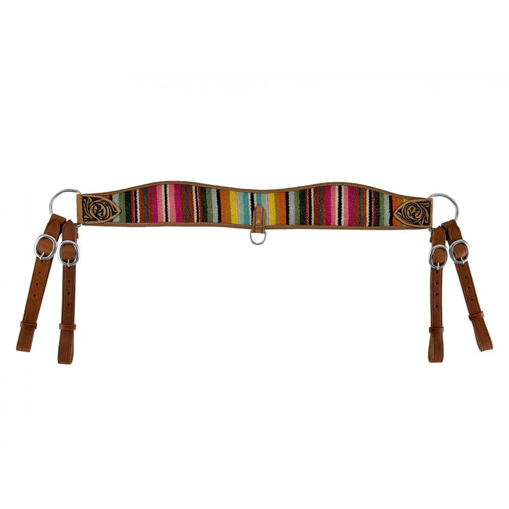 Showman Medium Oil Leather Tripping Collar with Wool Serape Saddle Blanket Inlay