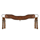 Showman Floral Tooled Medium Leather Tripping Collar with Black Whipstitching