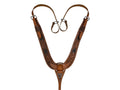 Showman Floral Tooled Medium Leather Pulling Collar with Black Rawhide Lacing