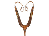 Showman Leather Sunflower Tooled/Cheetah Hair on Cowhide Pulling Breast Collar