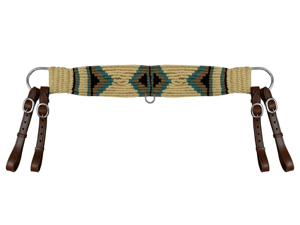 Showman Mohair Wool Multi-Strand Tripping Collar - Cream/Teal