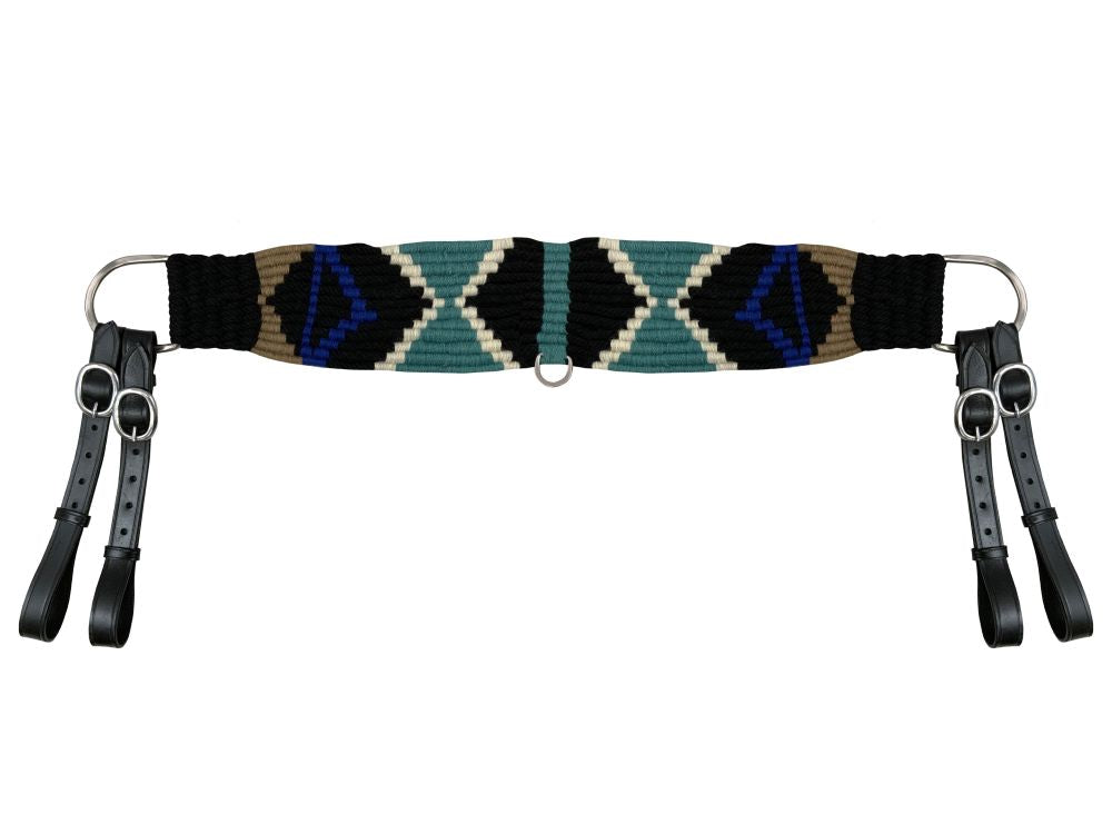 Showman Mohair Wool Multi-Strand Tripping Collar - Black/Teal/Blue