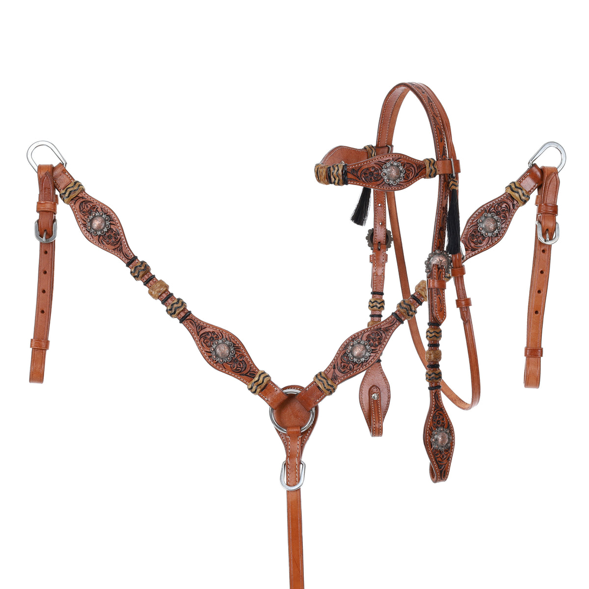 Showman Cowboy Heritage Browband Headstall and Breastcollar Set