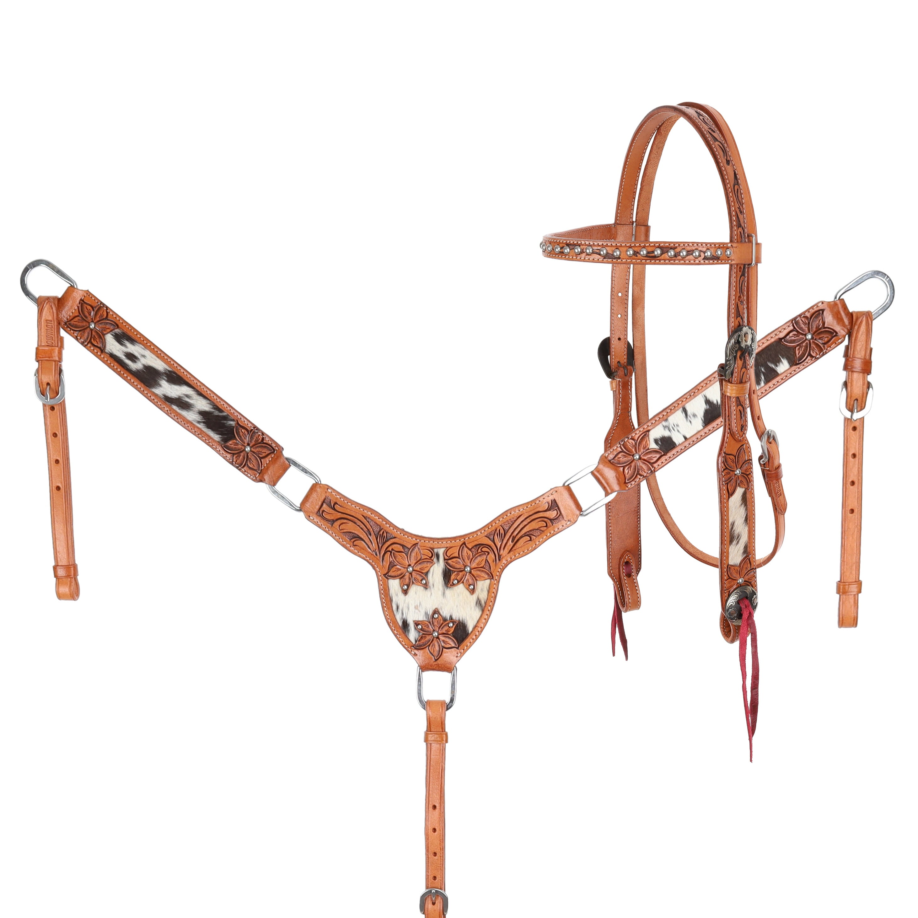 Showman Blossom & Hide Browband Headstall and Breastcollar Set