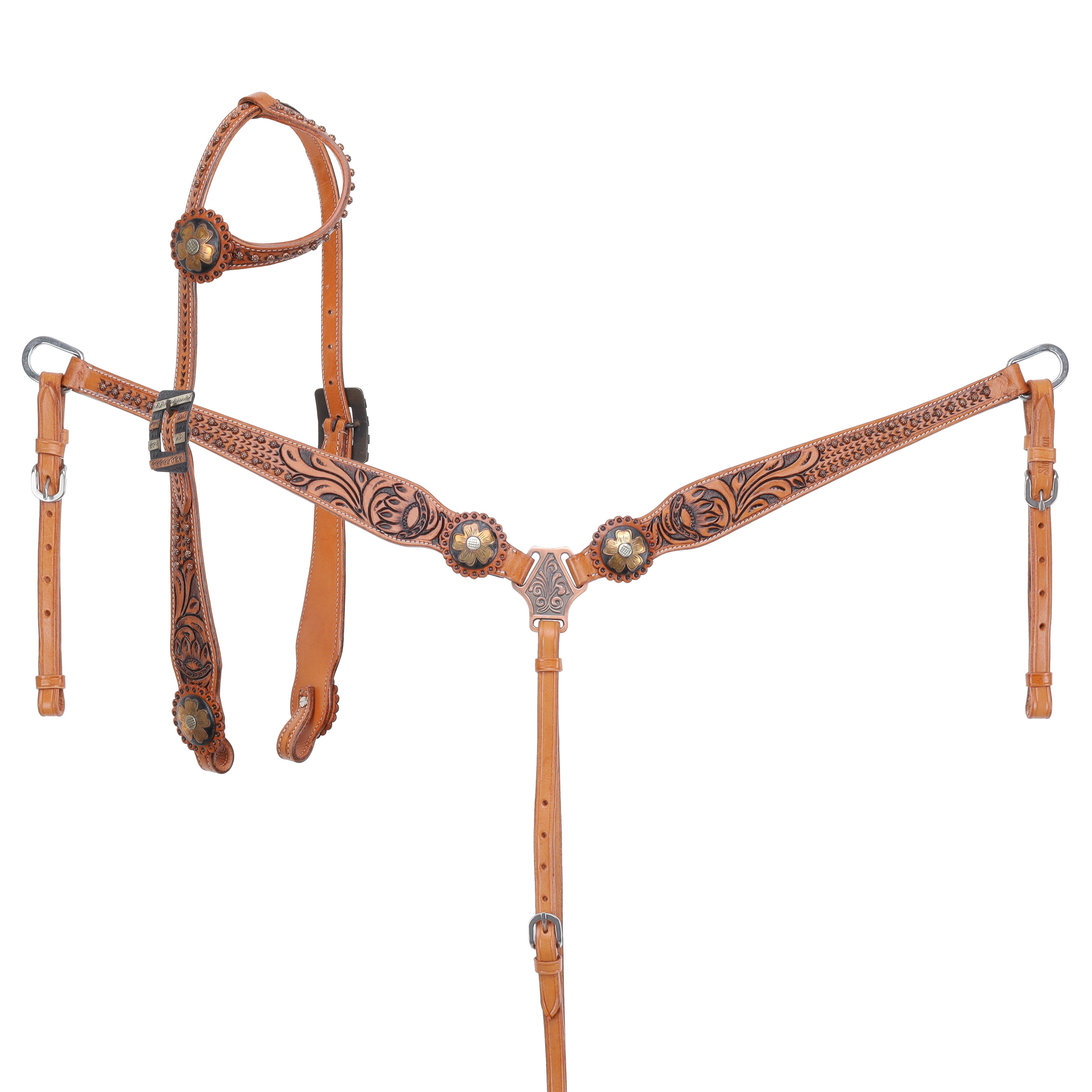 Showman Wild Daisy One Ear Headstall and Breastcollar Set
