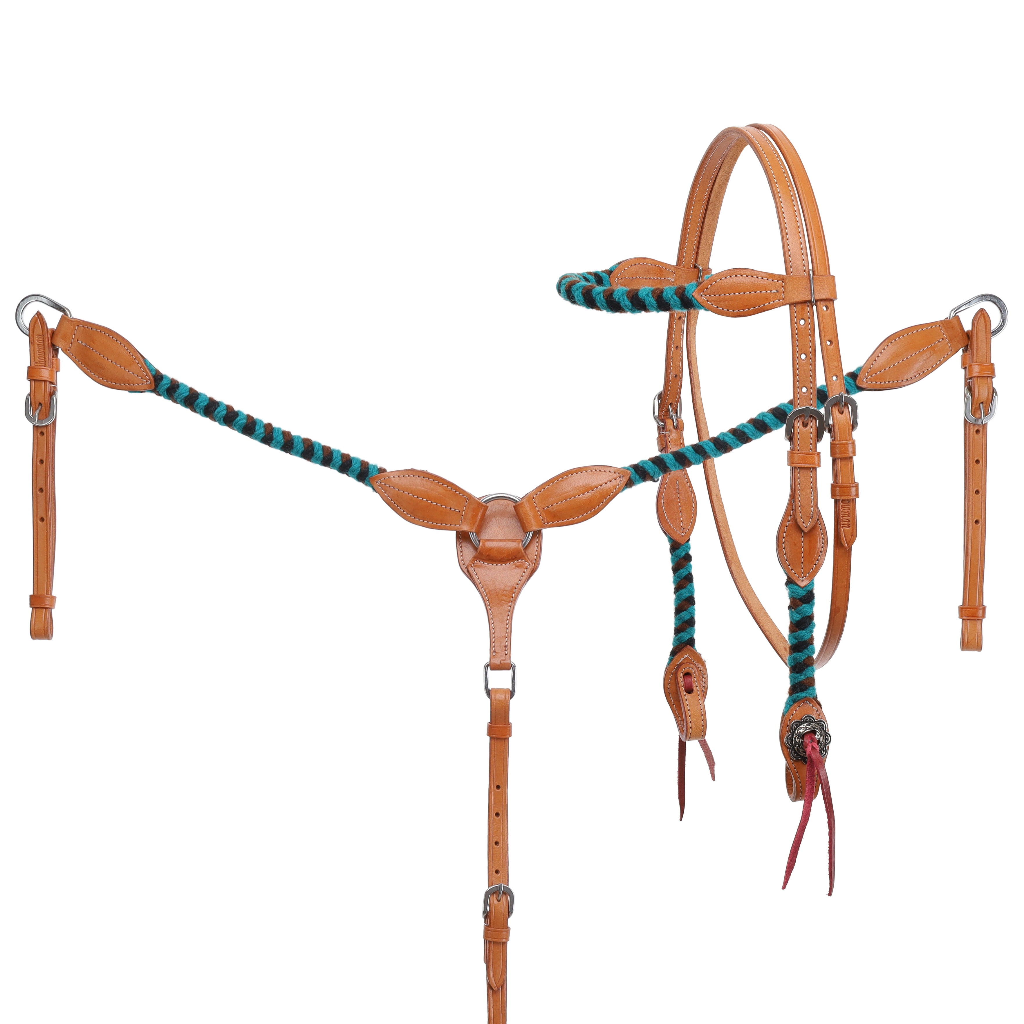 Showman Tealwood Mohair Browband Headstall and Breastcollar Set