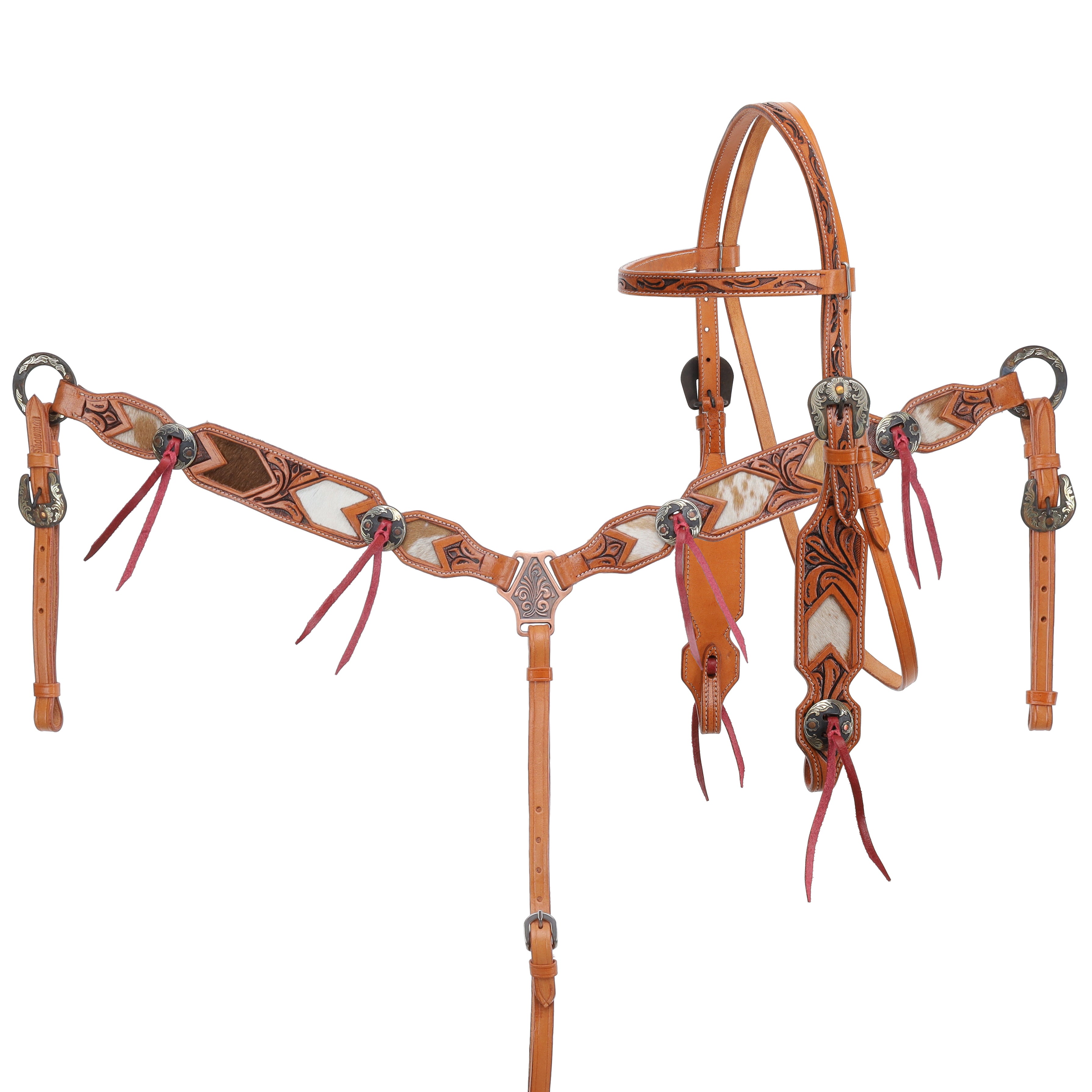 Showman Woodland Hide Browband Headstall and Breastcollar Set