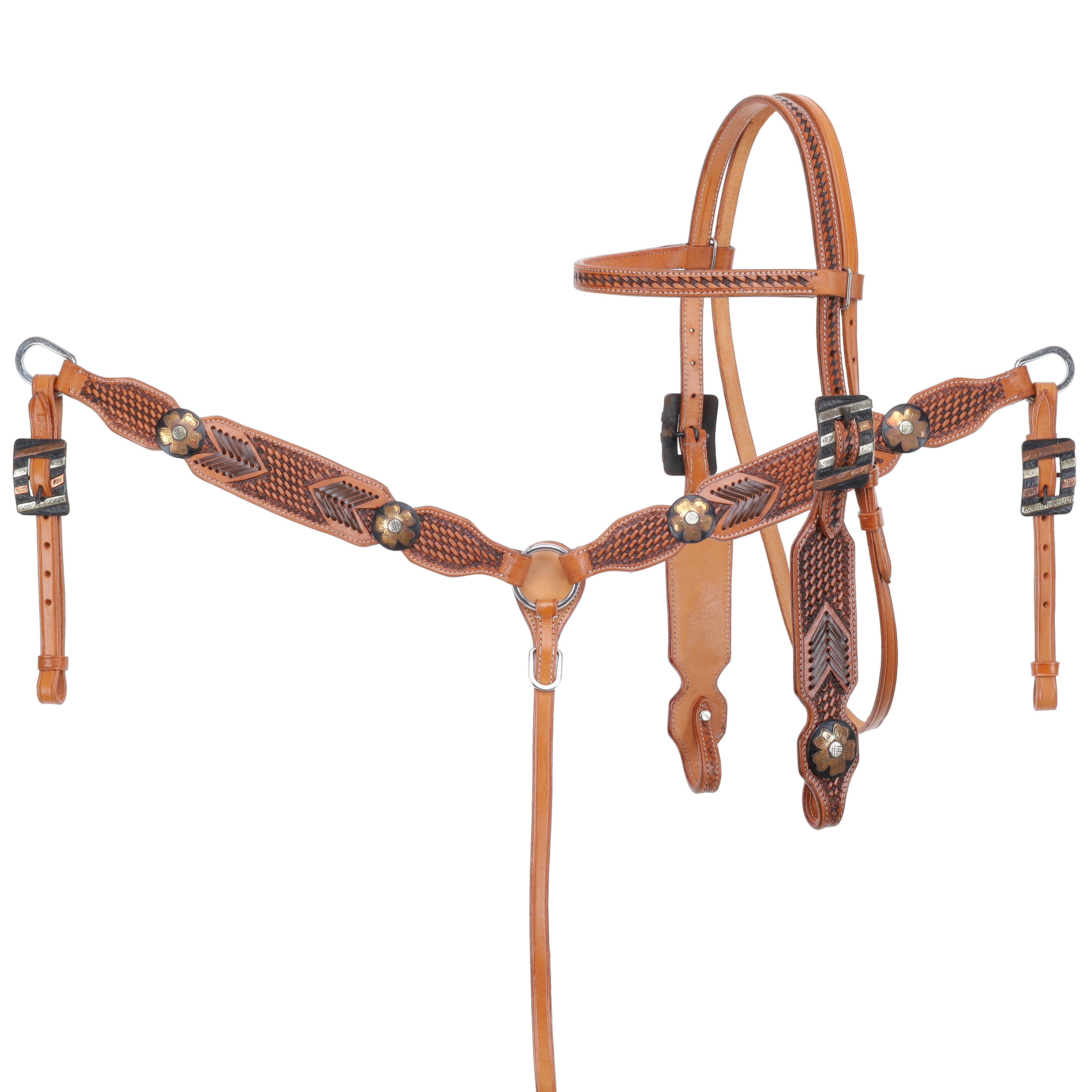 Showman Stitch & Weave Browband Headstall and Breastcollar Set