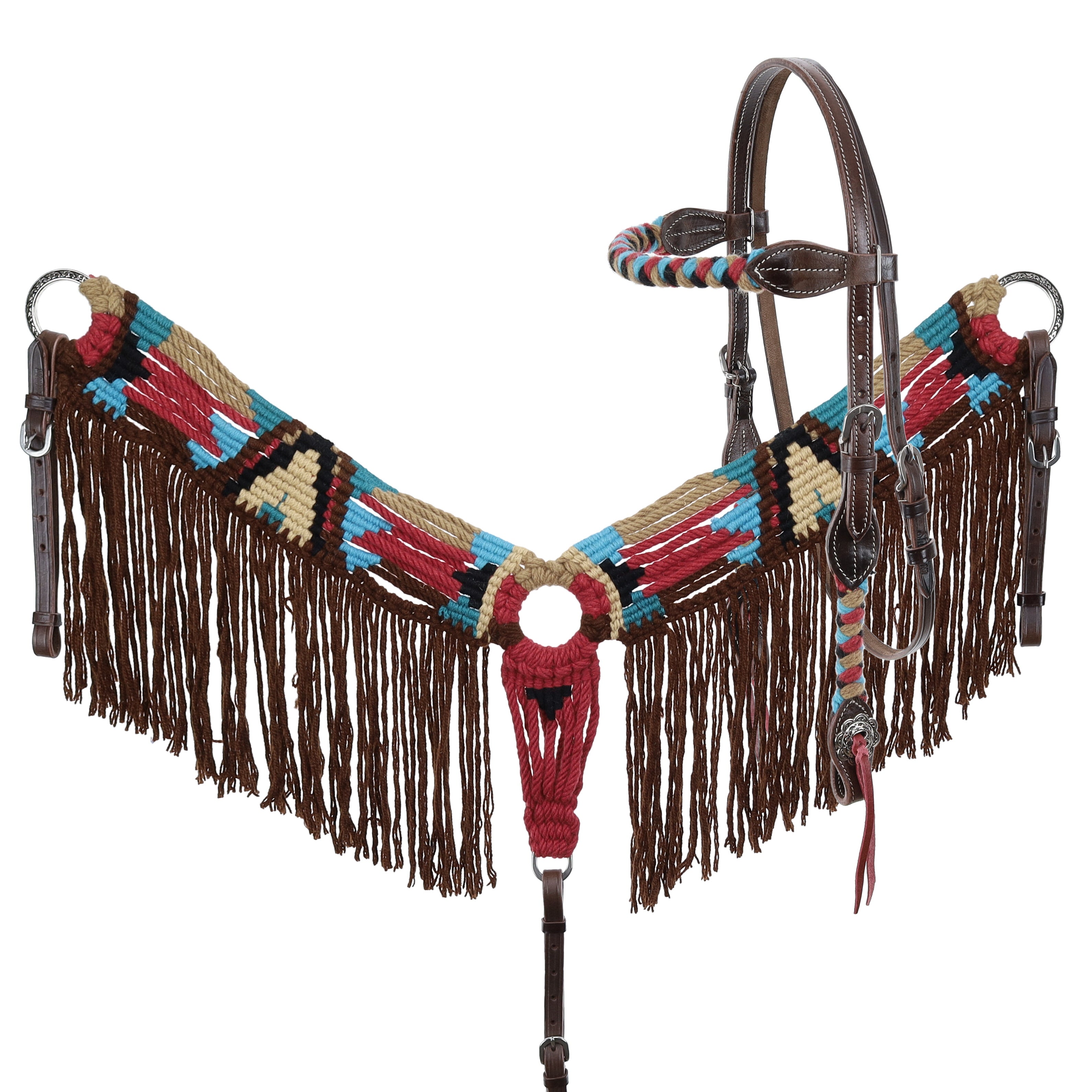 Showman Desert Blaze Mohair Browband Headstall and Breastcollar Set