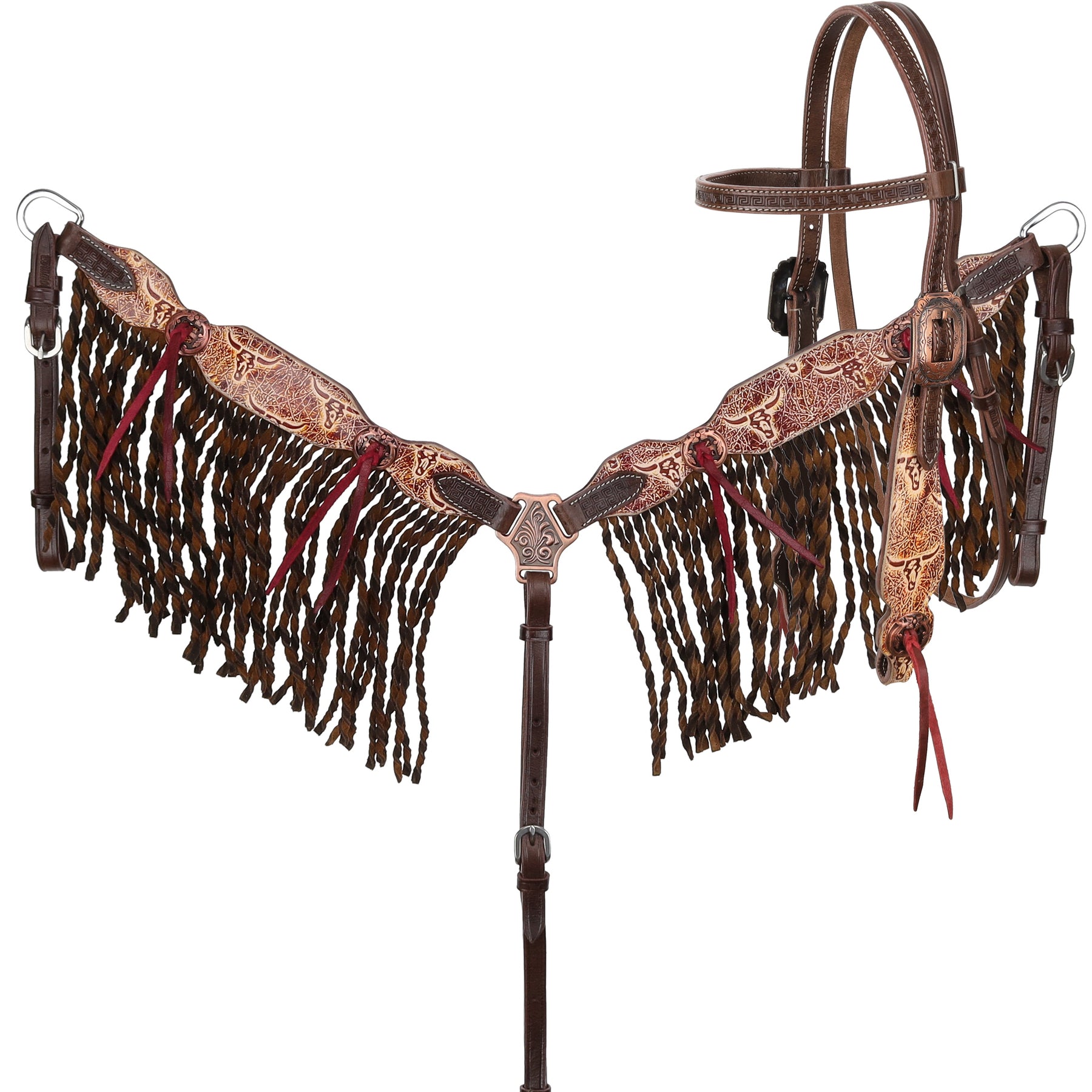 Showman Golden Horn Browband Headstall and Breastcollar Set