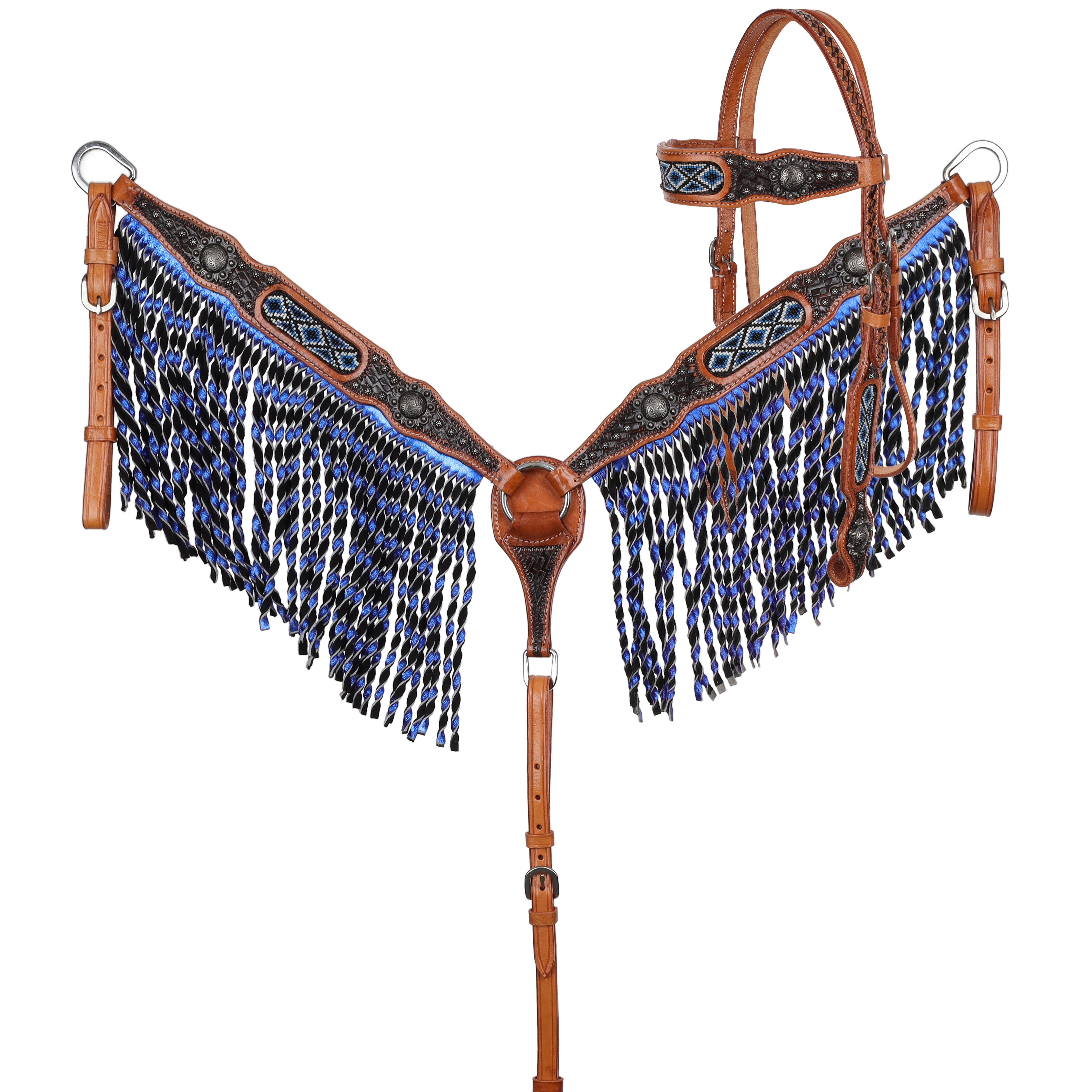 Showman Nightshade Beaded Browband Headstall and Breastcollar Set