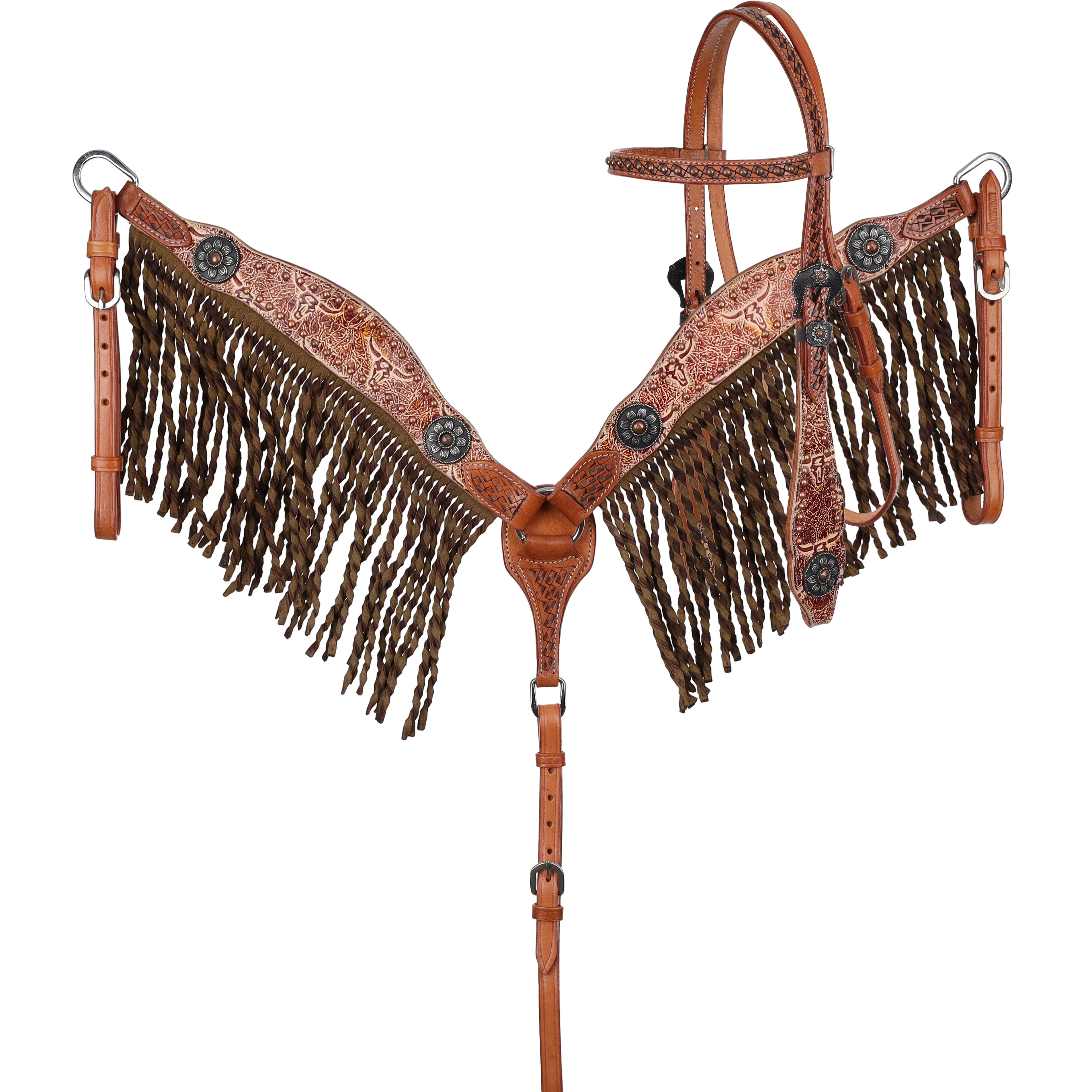 Showman Buffalo Drift Browband Headstall and Breastcollar Set
