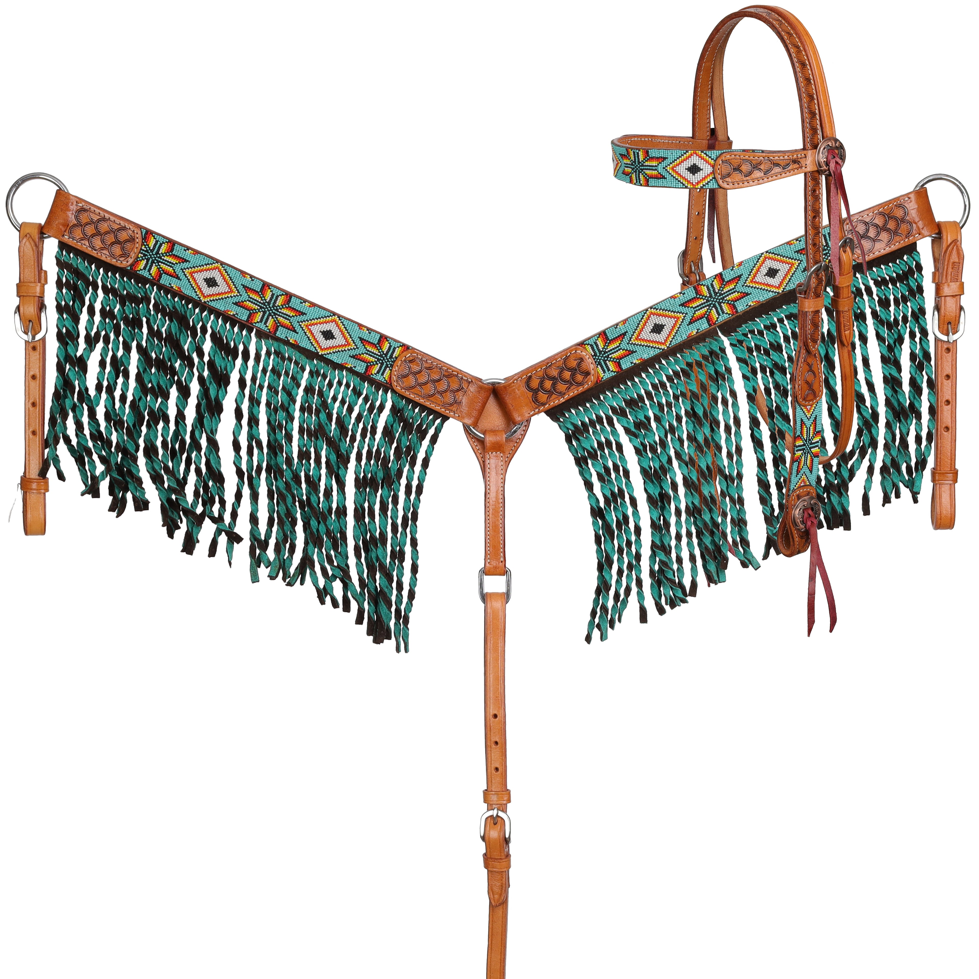Showman Sunfire Mesa Beaded Browband Headstall and Breastcollar Set