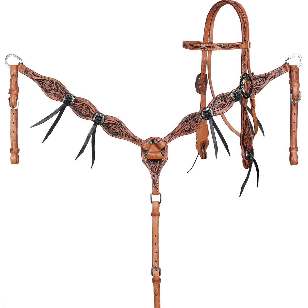 Showman Ornate Outlaw Browband Headstall and Breastcollar Set