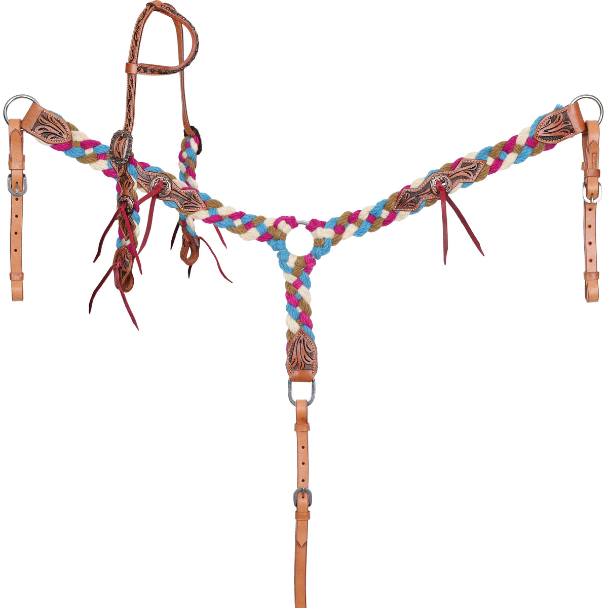 Showman Sage Skies Mohair One Ear Headstall and Breastcollar Set